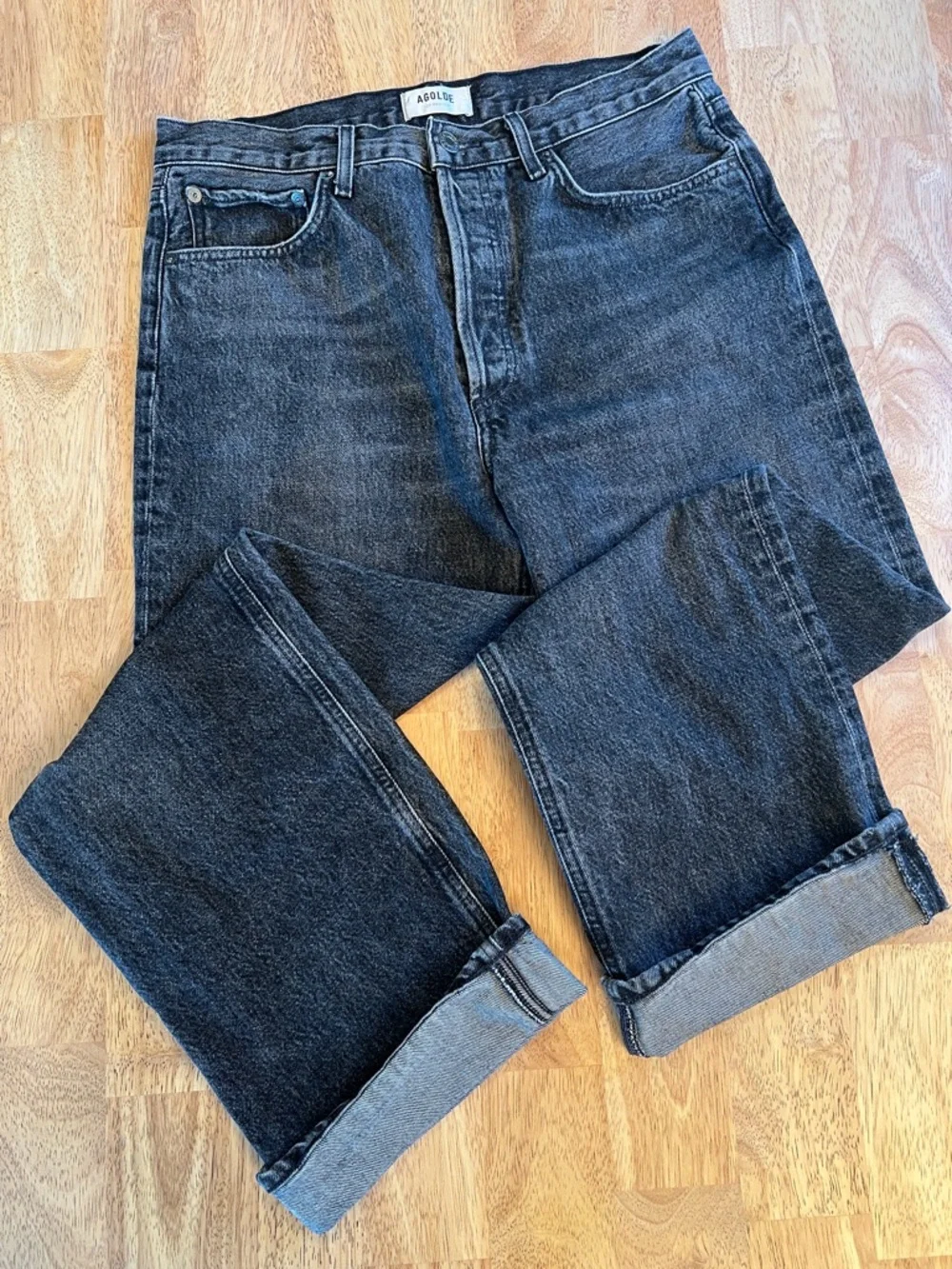 AGOLDE Fran 100% Cotton Washed Black Jeans size 28 - Picture 3 of 15